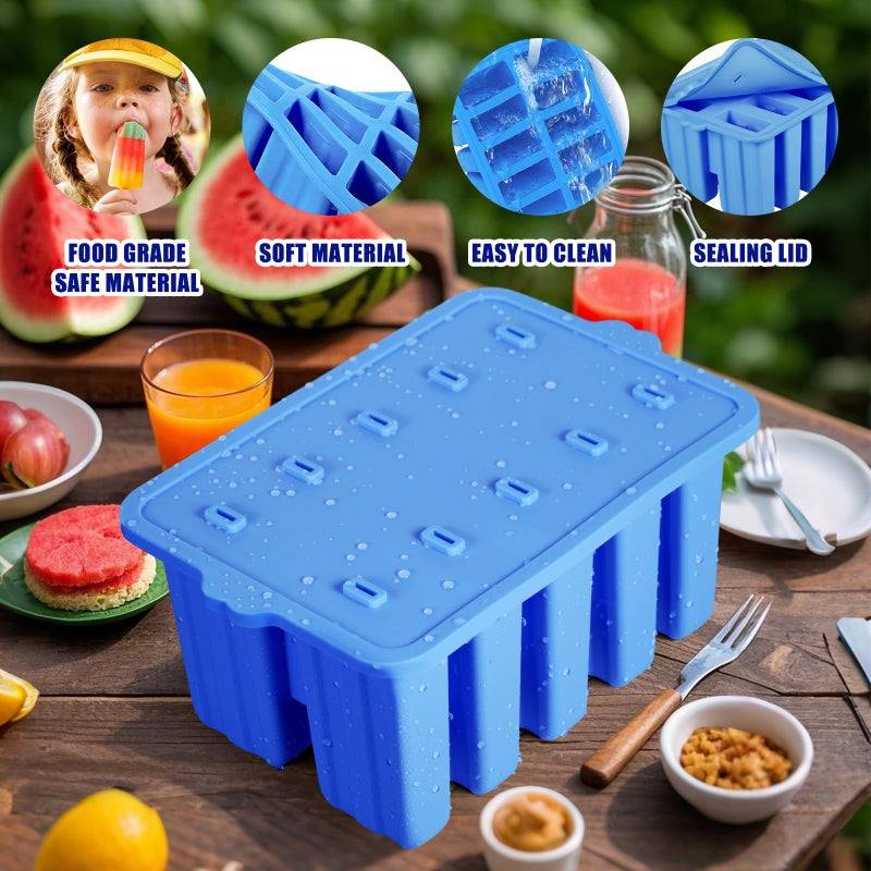 Waybesty Silicone Popsicles Molds,Popcylce Molds,Food Grade Reusable Popsicle Molds for Kids,Homemade Popsicles Molds,Ice Cream Mold,Ice Pop Molds Maker with Popsicle Stick,Popsicle Bag,Funnel (Blue) - Image 3
